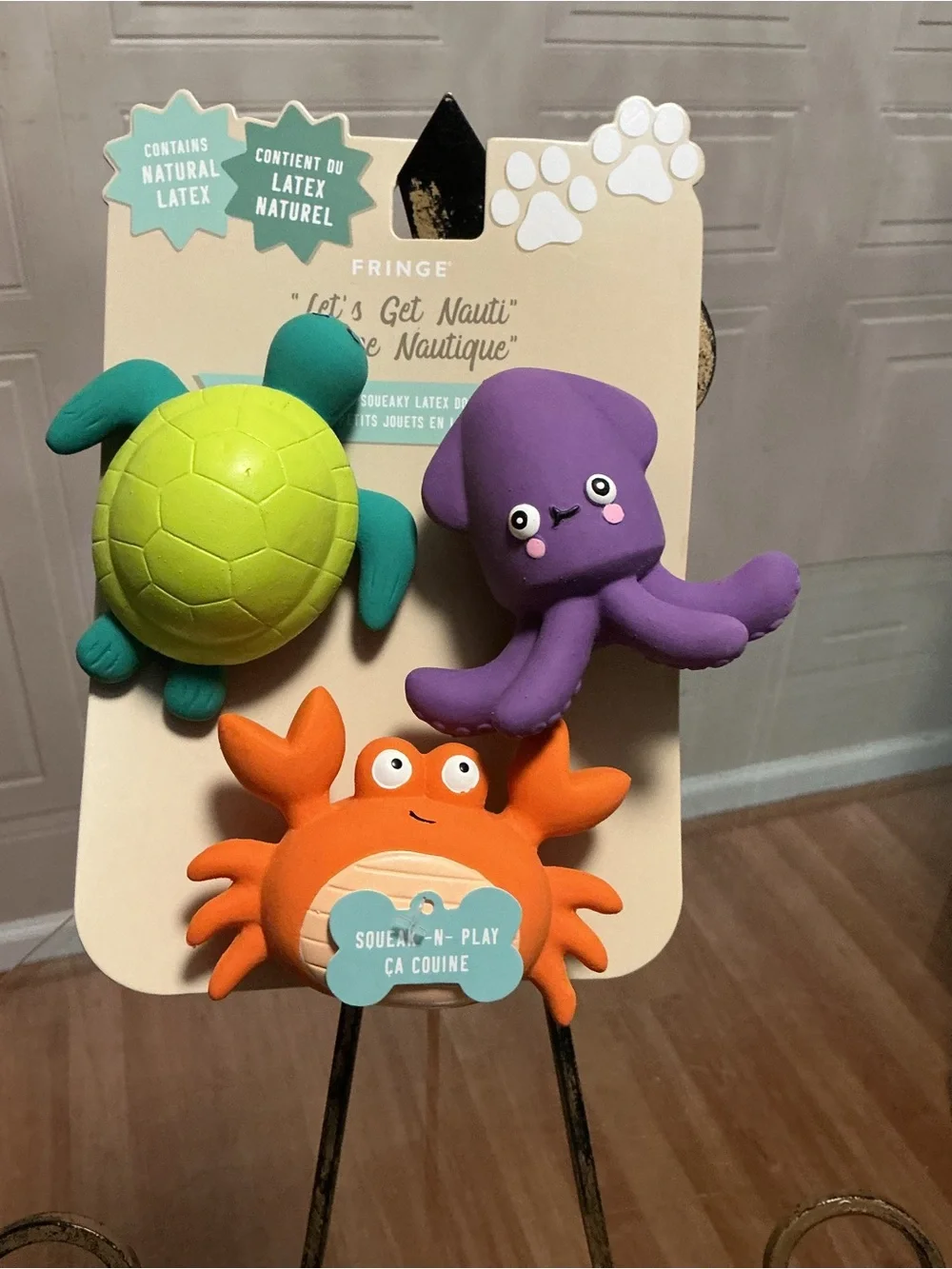 NEW Fringe Dog Toys “let’s Get Nauti ” Latex Frogs with Squeakers Set of 3